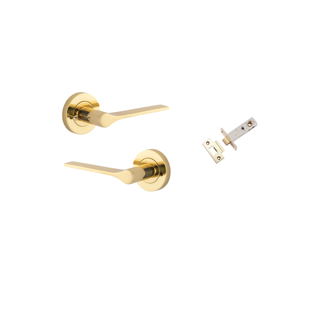 Como Lever on Rose Polished Brass Inbuilt Privacy Kit