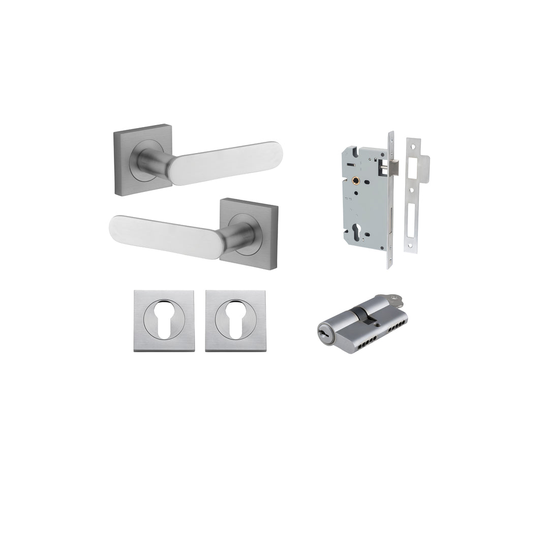 Bronte Lever on Square Rose Brushed Chrome Entrance Kit - Key/Key