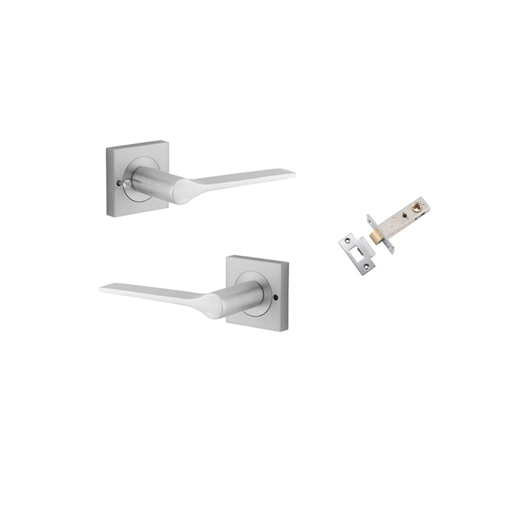 Como Lever on Square Rose Brushed Chrome Inbuilt Privacy Kit