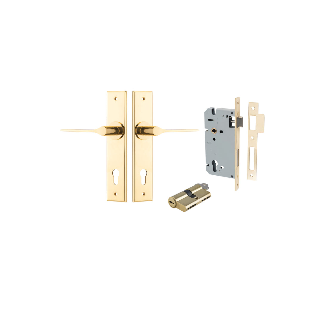 Como Lever Chamfered Polished Brass Entrance Kit - Key/Key