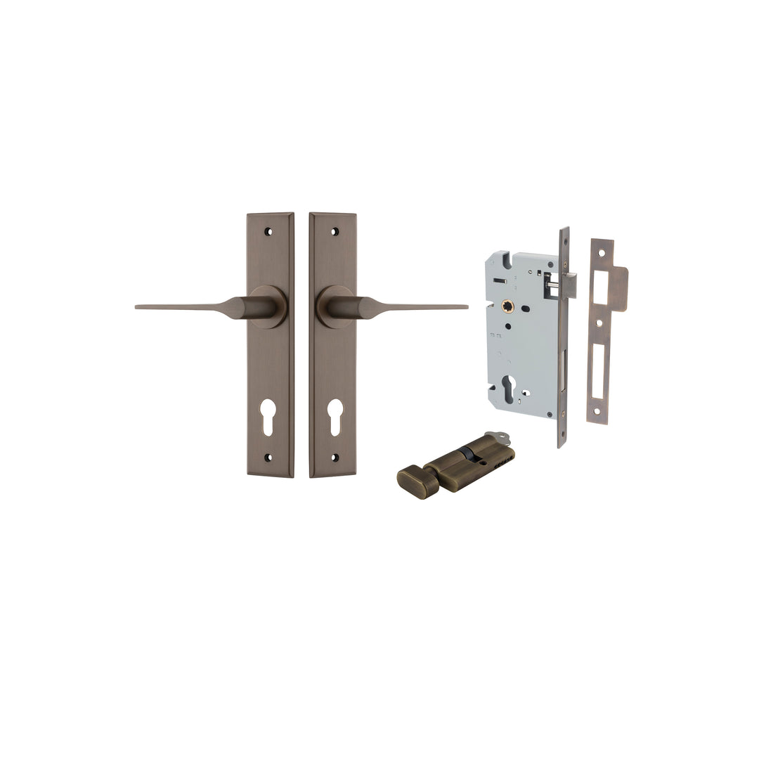 Como Lever Chamfered Signature Brass Entrance Kit - Key/Thumb Turn