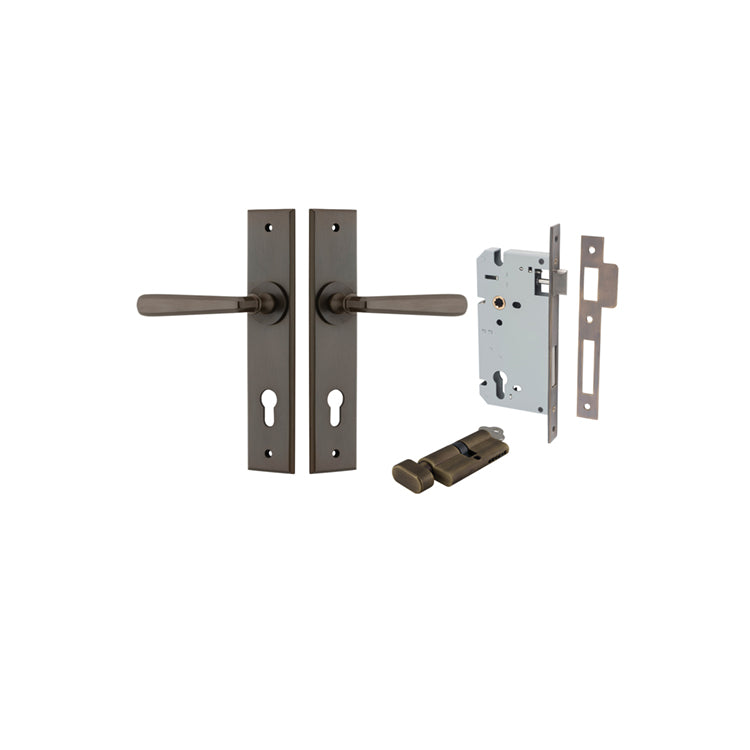 Copenhagen Lever Chamfered Signature Brass Entrance Kit - Key/Thumb Turn