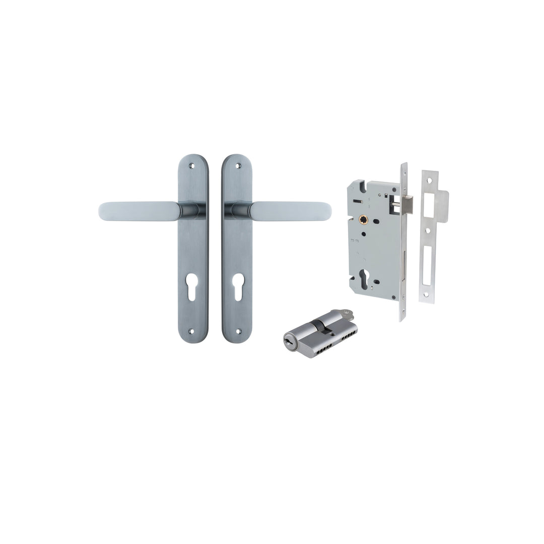Bronte Lever Oval Brushed Chrome Entrance Kit - Key/Key