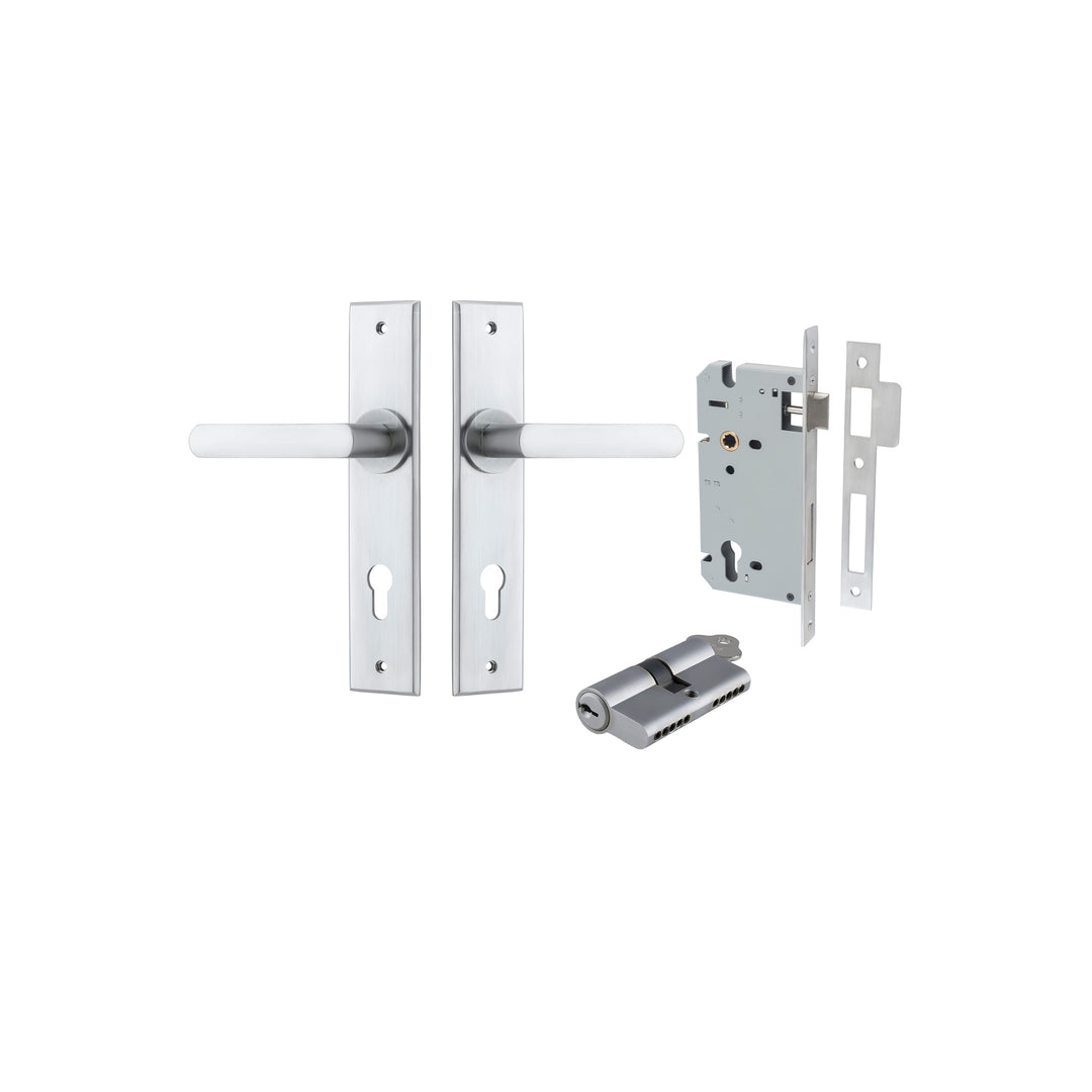 Osaka Lever Chamfered Brushed Chrome Entrance Kit - Key/Key