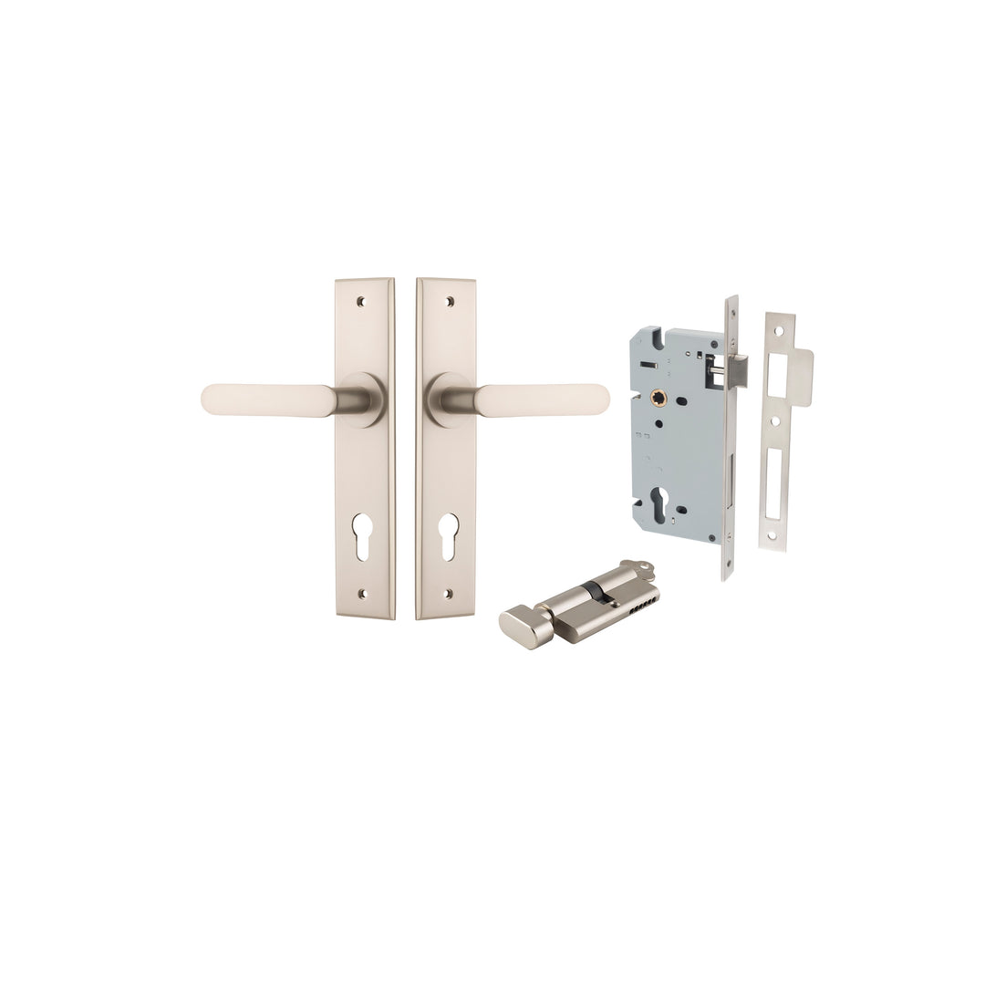 Bronte Lever Chamfered Satin Nickel Entrance Kit - Key/Thumb Turn