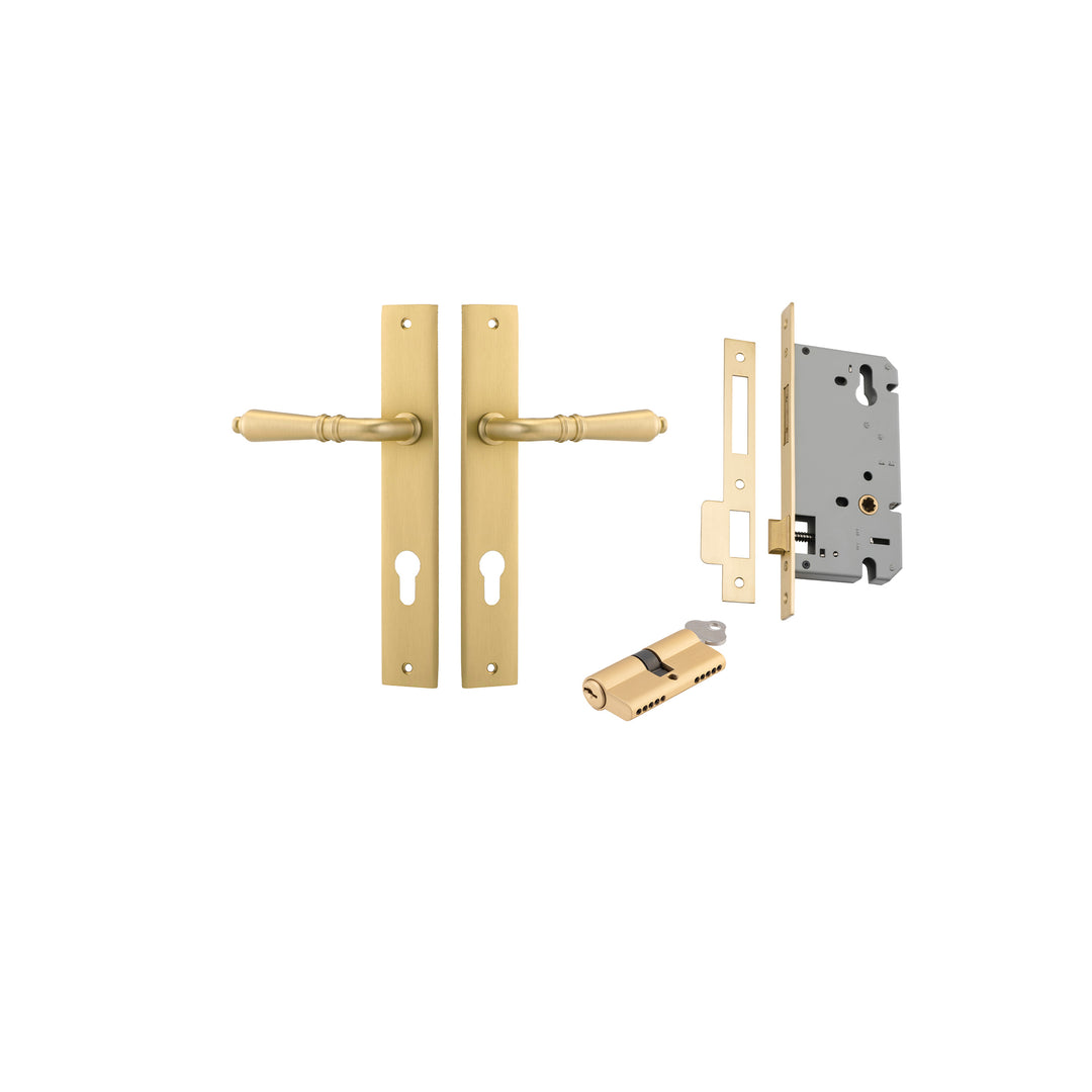 Sarlat Lever Rectangular Brushed Gold PVD Entrance Kit - Key/Key