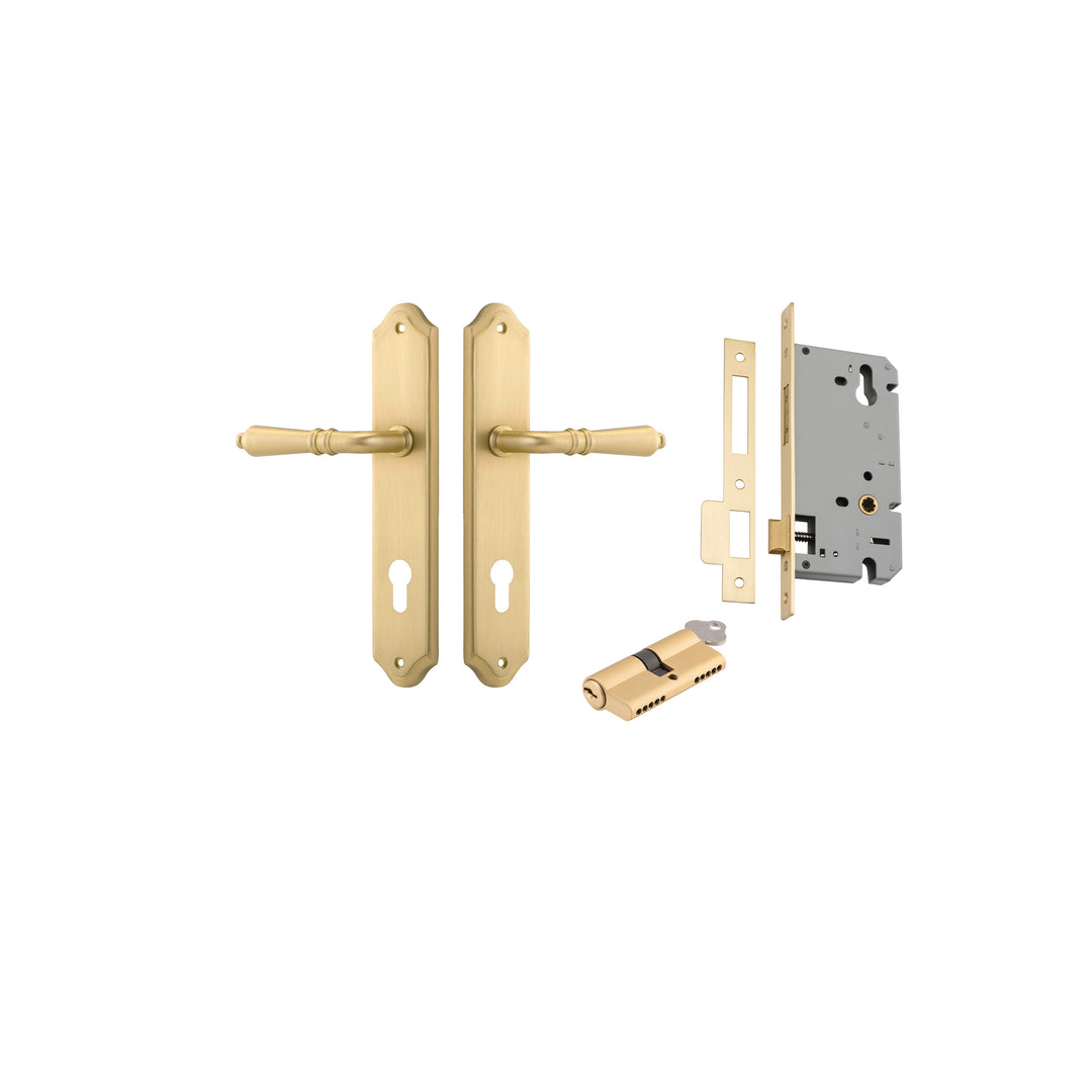 Sarlat Lever Shouldered Brushed Gold PVD Entrance Kit - Key/Key