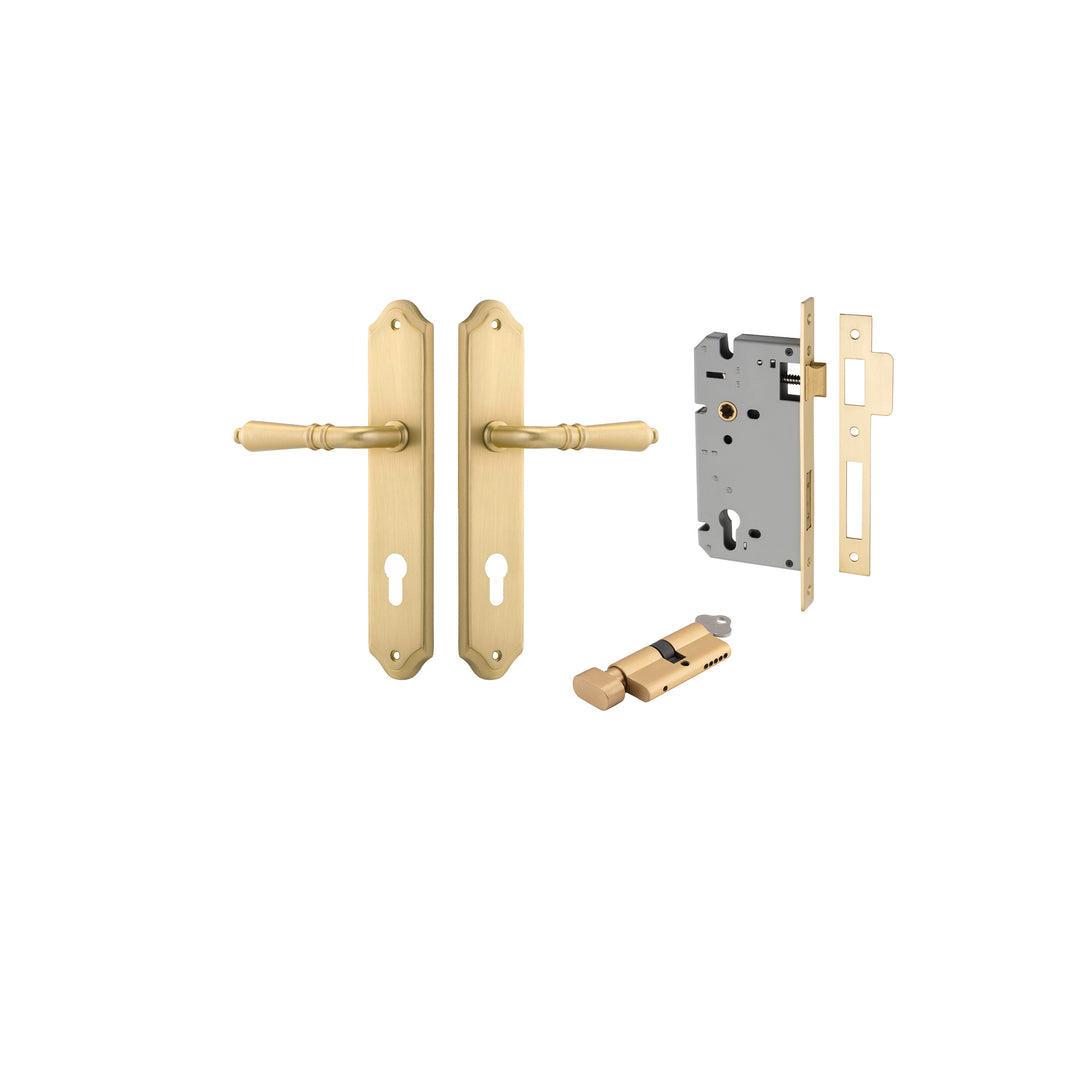 Sarlat Lever Shouldered Brushed Gold PVD Entrance Kit - Key/Thumb Turn