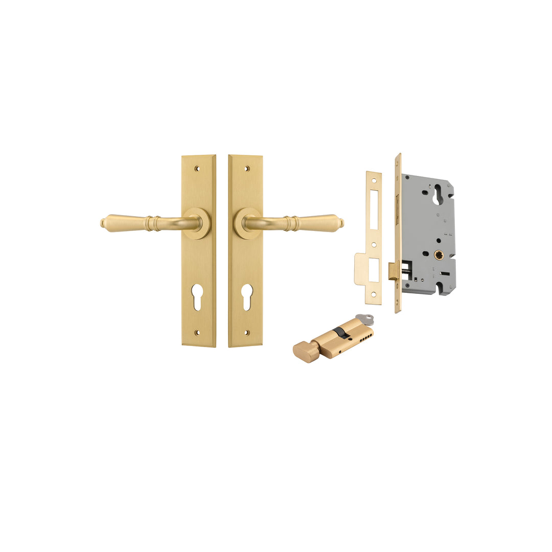 Sarlat Lever Chamfered Brushed Gold PVD Entrance Kit - Key/Thumb Turn