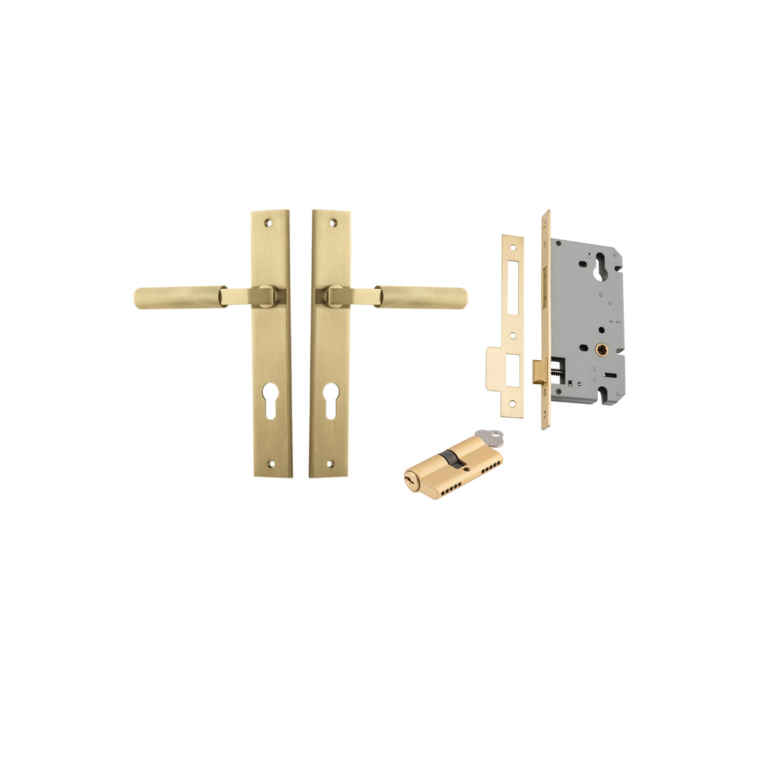 Brunswick Lever Rectangular Brushed Gold PVD Entrance Kit - Key/Key