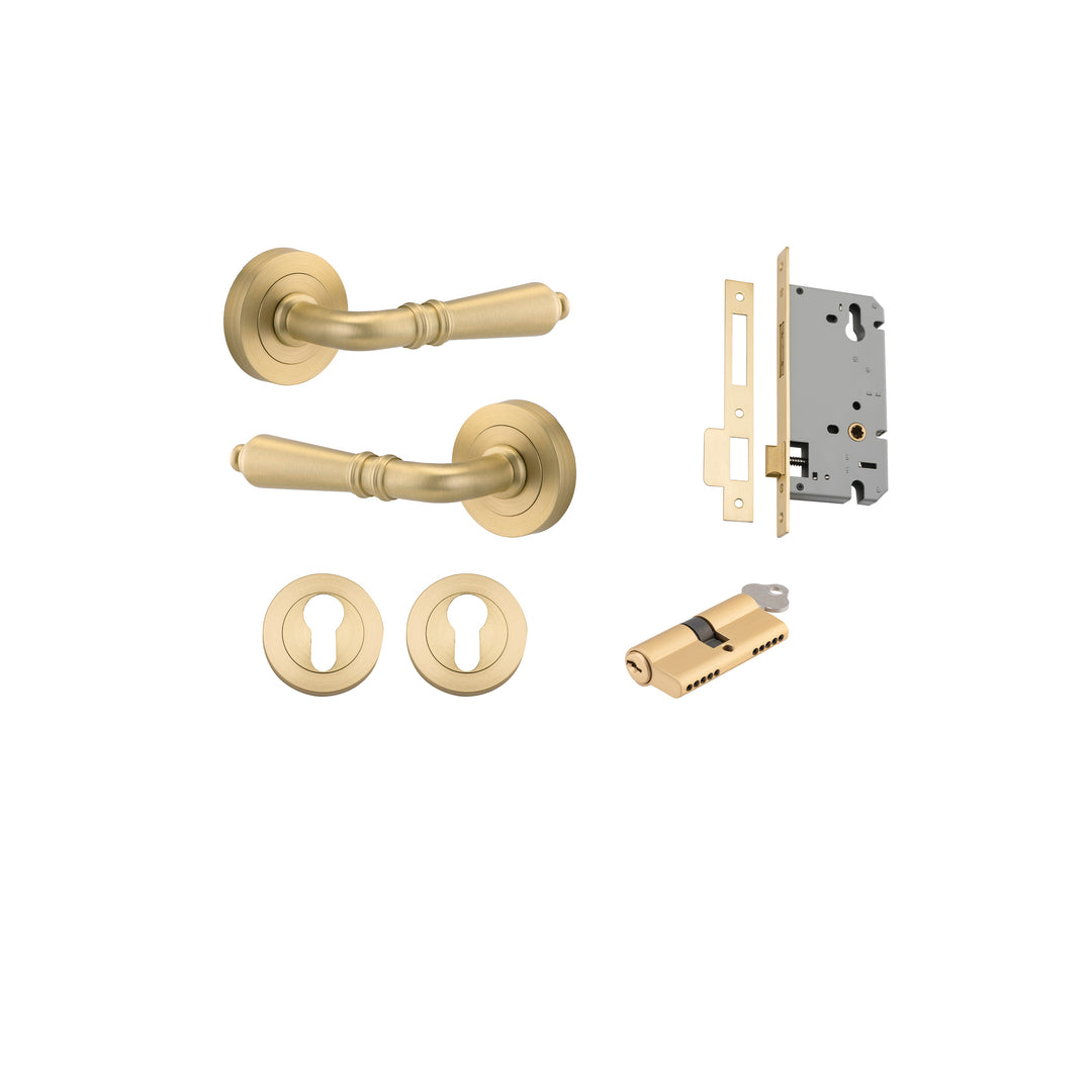 Sarlat Lever on Rose Brushed Gold PVD Entrance Kit - Key/Key