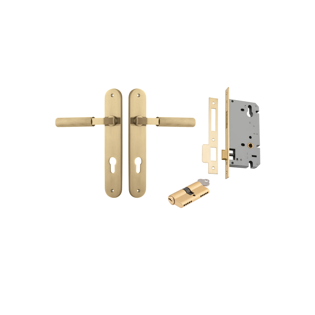 Brunswick Lever Oval Brushed Gold PVD Entrance Kit - Key/Key