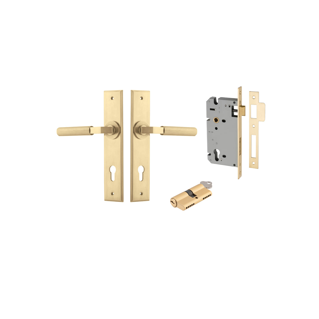 Brunswick Lever Chamfered Brushed Gold PVD Entrance Kit - Key/Key