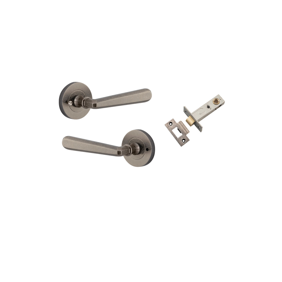 Copenhagen Lever on Rose Disstressed Nickel Inbuilt Privacy Kit