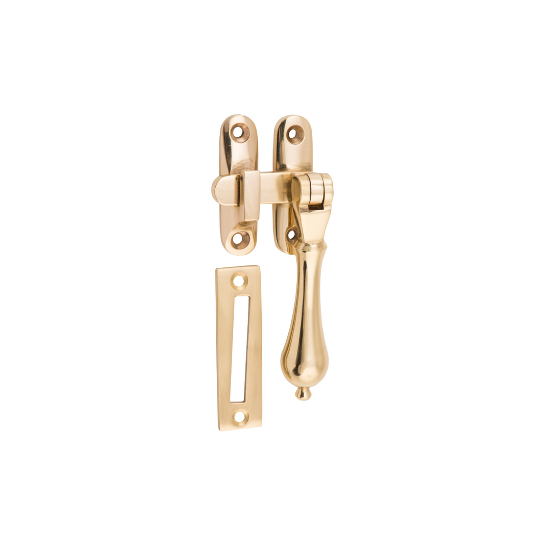 Casement Fastener - Teardrop Long Throw Unlacquered Polished Brass