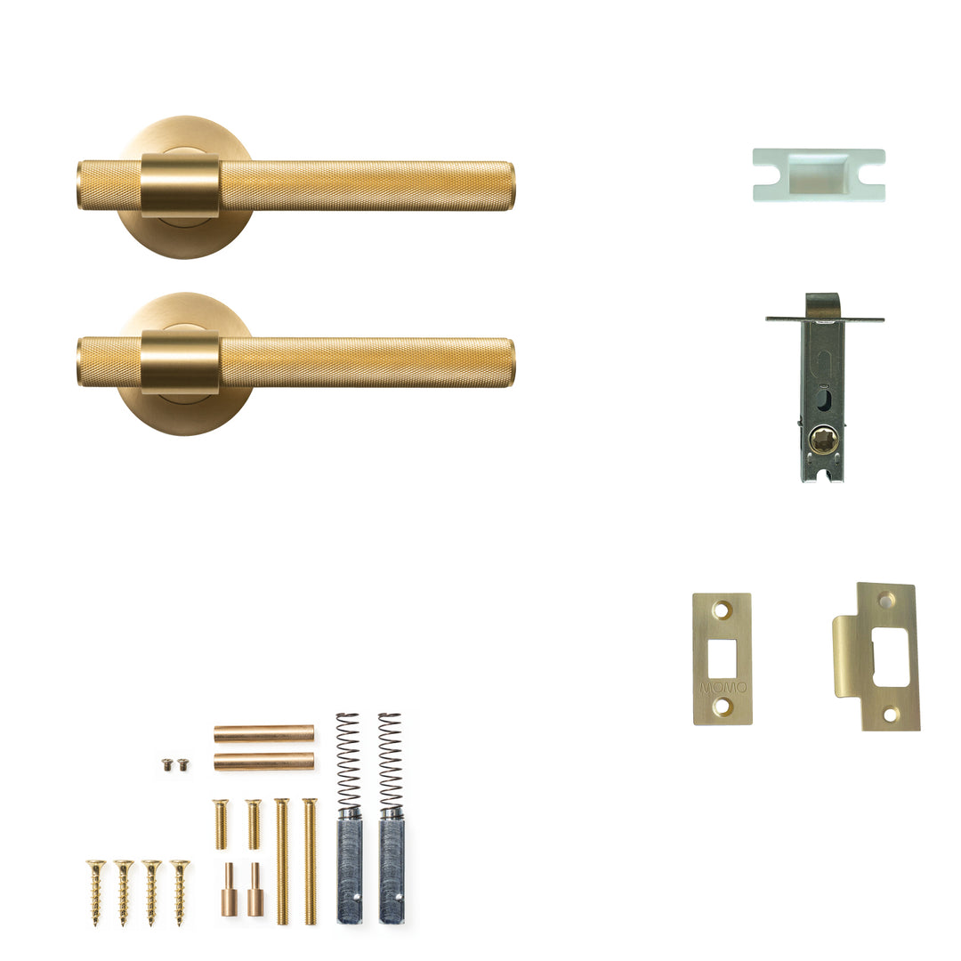 Belgravia Knurled Lever Passage Set Brushed Satin Brass