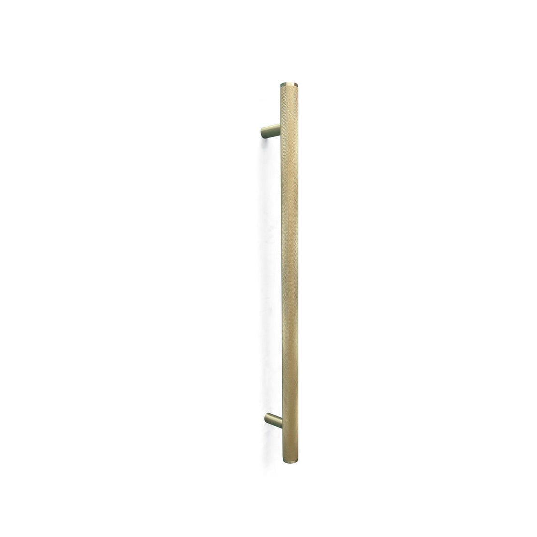 Bellevue Knurled Door Pull with Back-to-Back Fixing 416mm Brushed Satin Brass