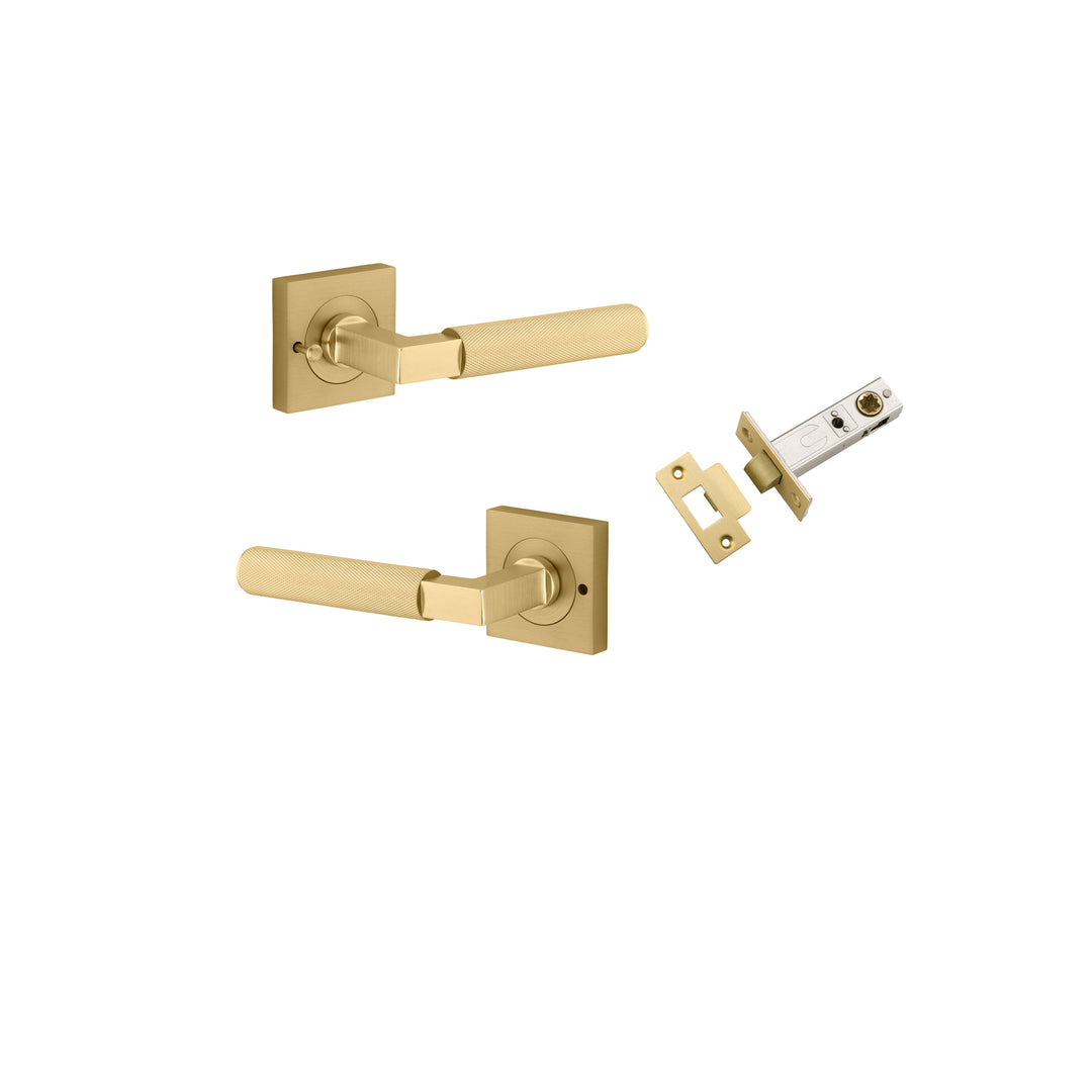 Brunswick Lever on Square Rose Brushed Gold PVD Inbuilt Privacy Kit