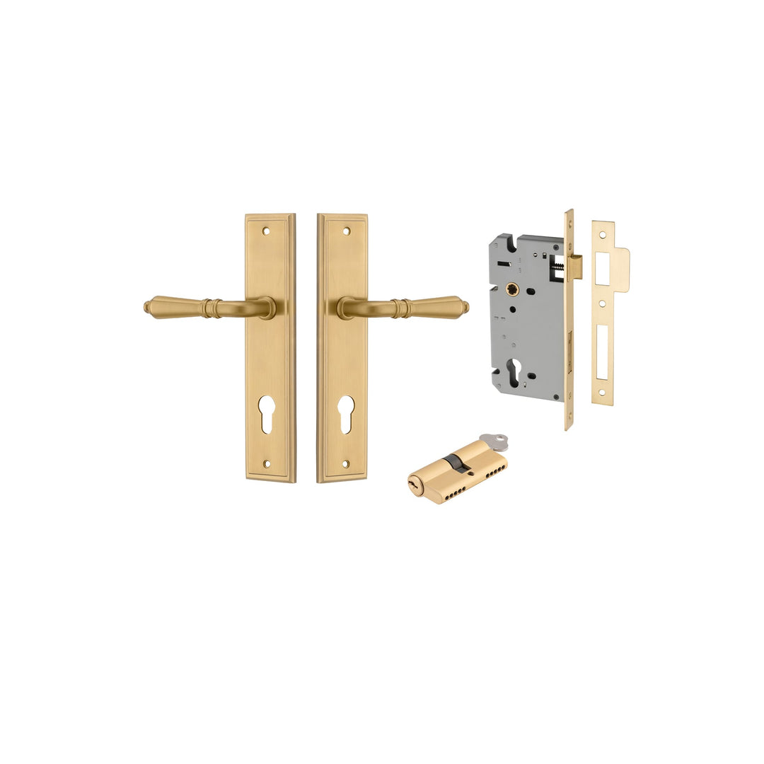 Sarlat Lever Stepped Brushed Gold PVD Entrance Kit - Key/Key