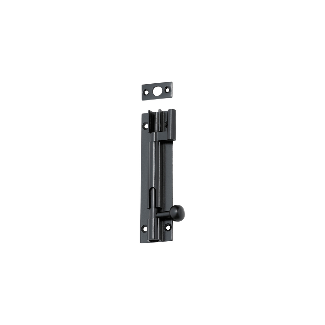 Barrel Bolt - Offset Matt Black 100mm