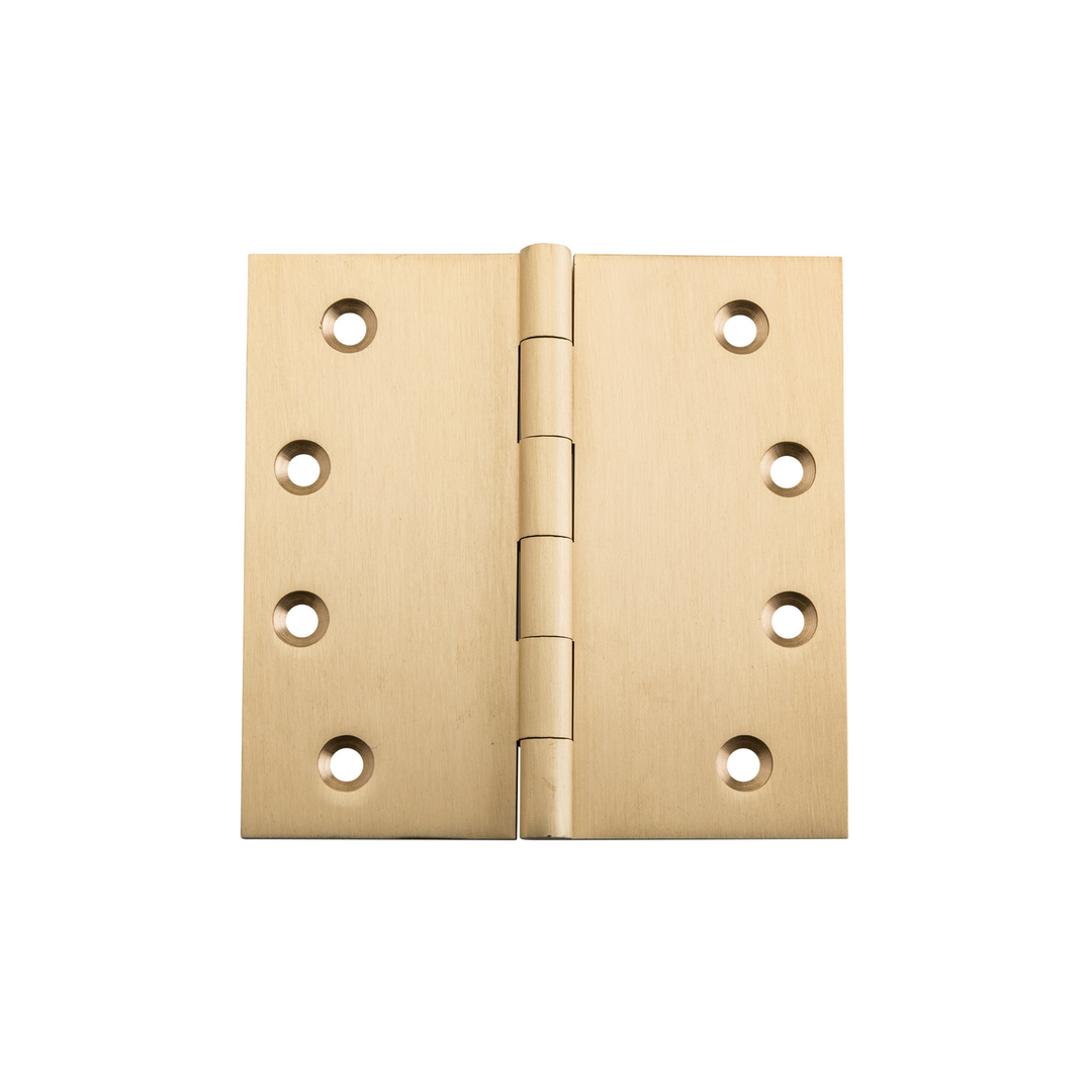 Hinge - Fixed Pin Unlacquered Satin Brass 100mm x 100mm