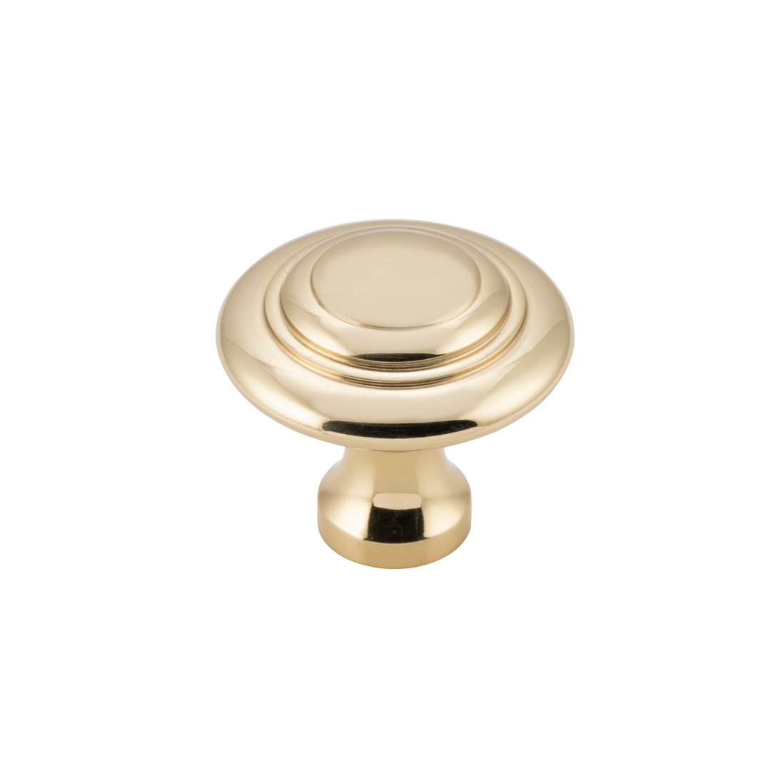 Cupboard Knob Domed Unlacquered Polished Brass 38mm