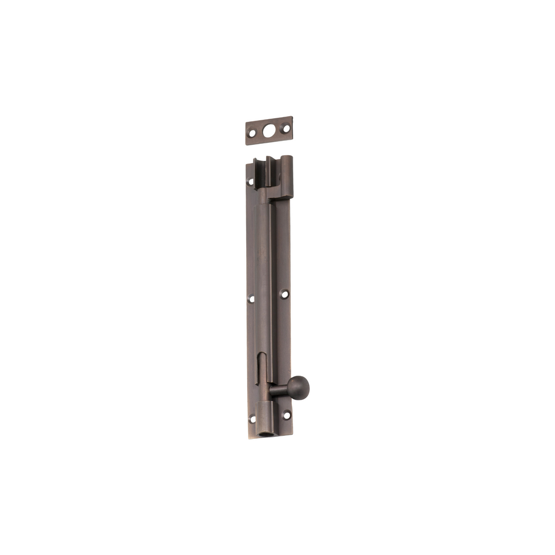 Barrel Bolt - Offset Antique Brass 150mm