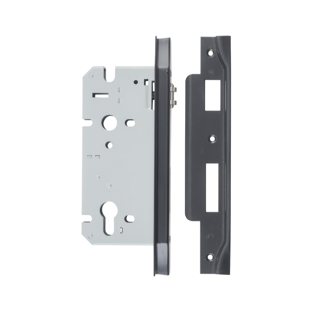 Euro Roller Lock Rebated Matt Black 60mm