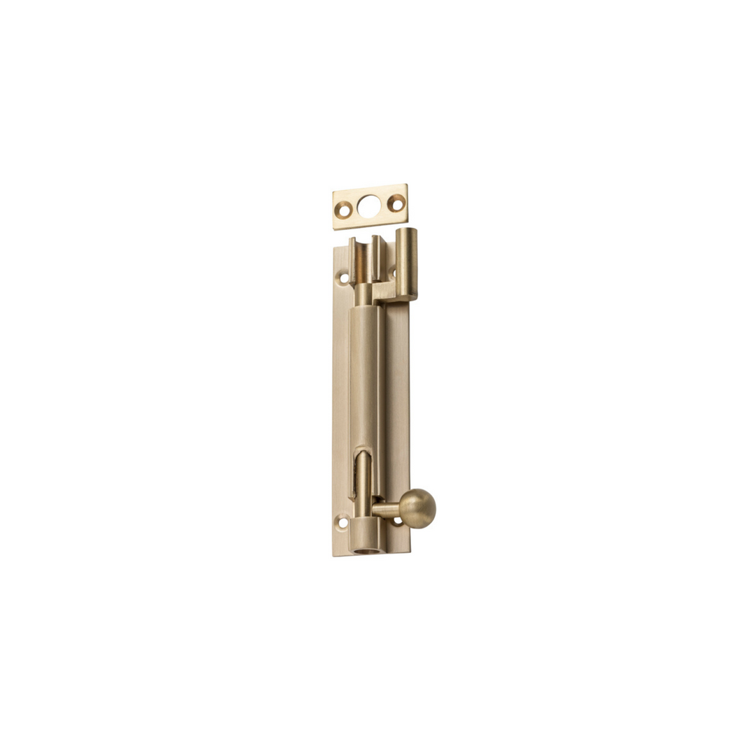 Barrel Bolt - Offset Satin Brass 100mm