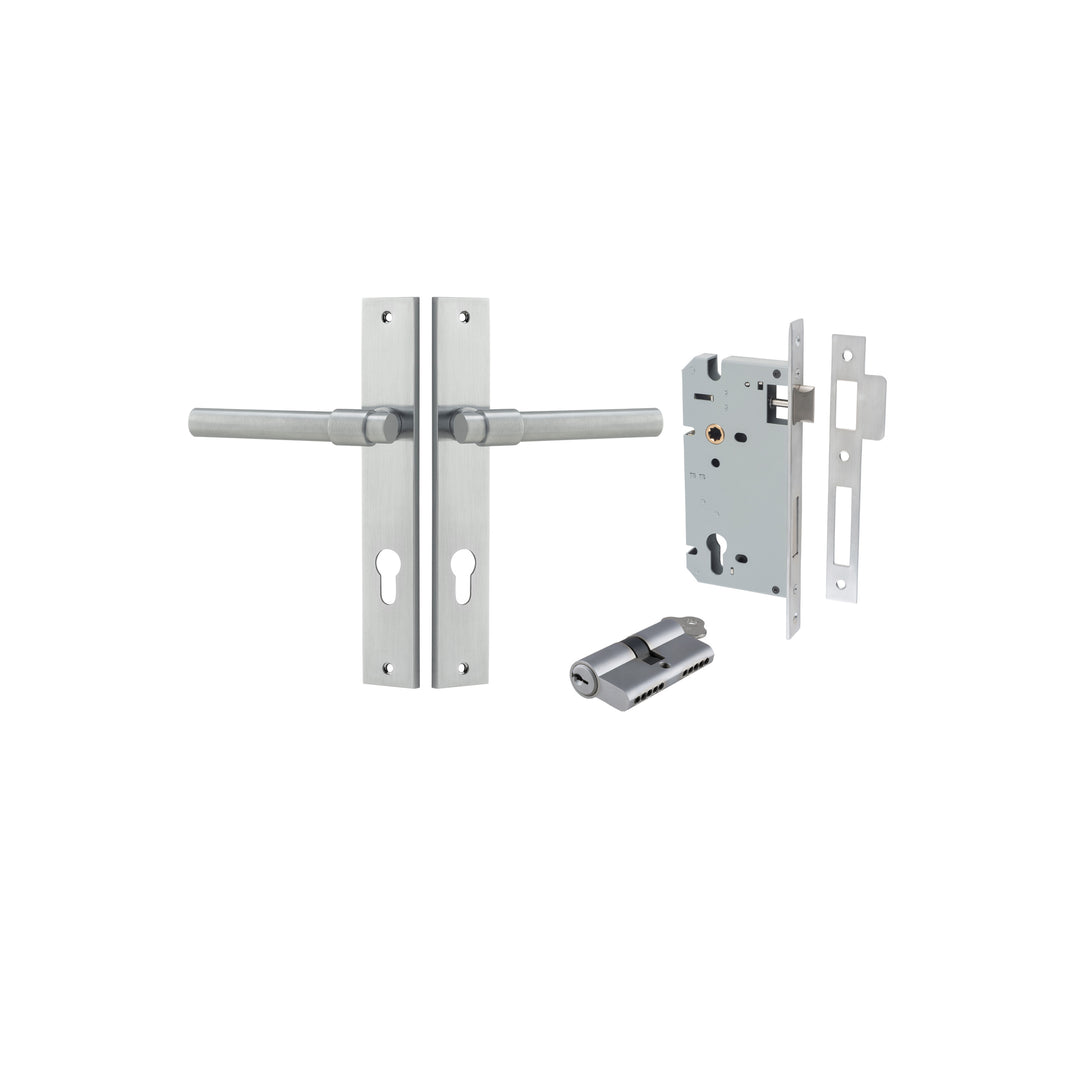 Helsinki Lever Rectangular Brushed Chrome Entrance Kit - Key/Key