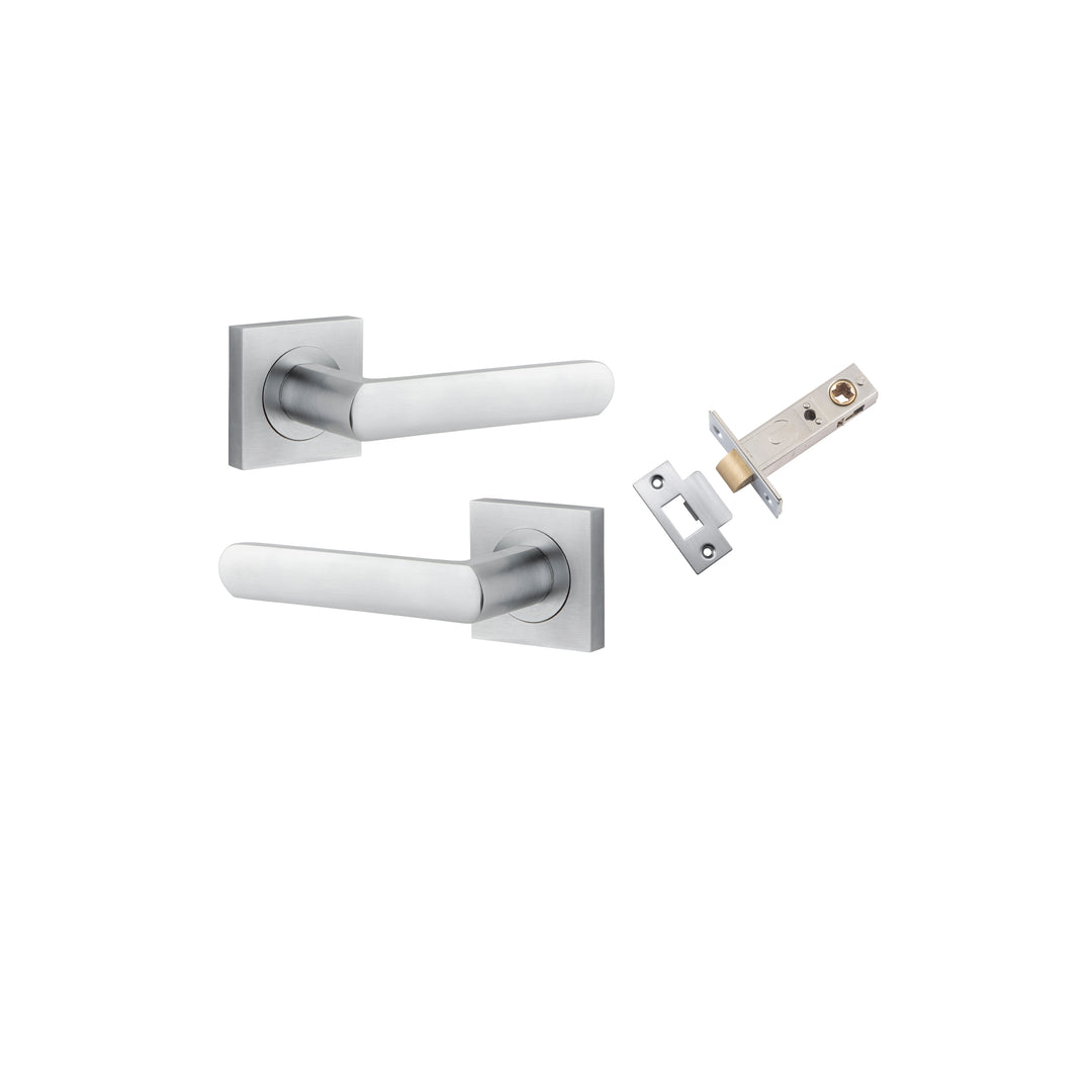 Osaka Lever on Square Rose Brushed Chrome Passage Kit