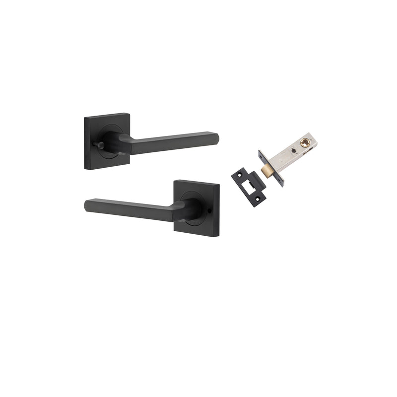 Baltimore Lever on Square Rose Matt Black Inbuilt Privacy Kit