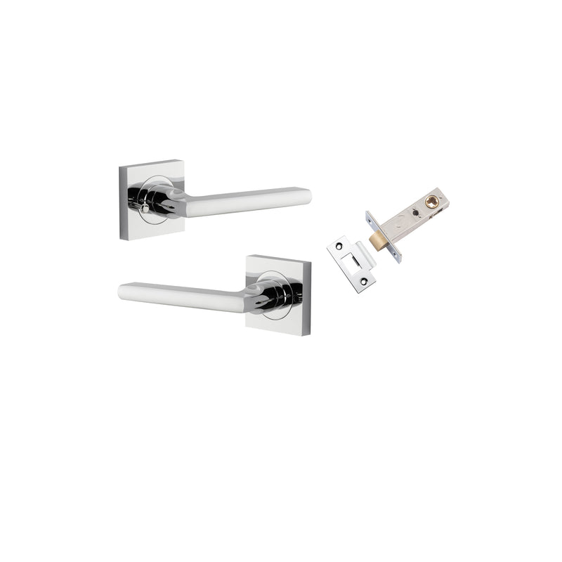 Baltimore Lever on Square Rose Polished Chrome Inbuilt Privacy Kit