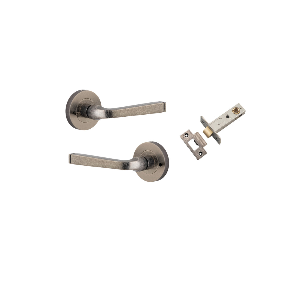 Annecy Lever on Rose Distressed Nickel Inbuilt Privacy Kit