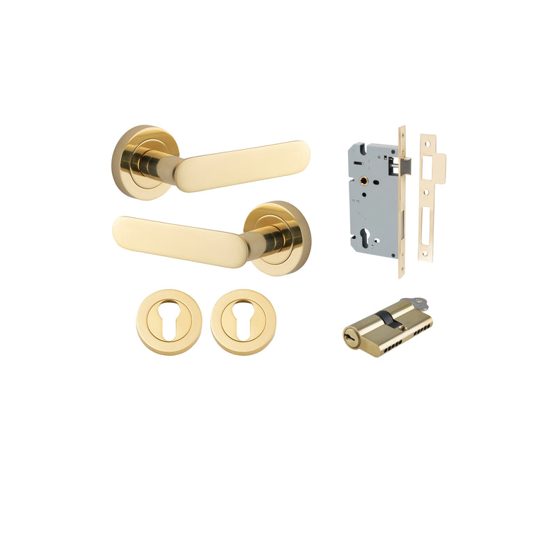 Bronte Lever on Rose Polished Brass Entrance Kit - Key/Key