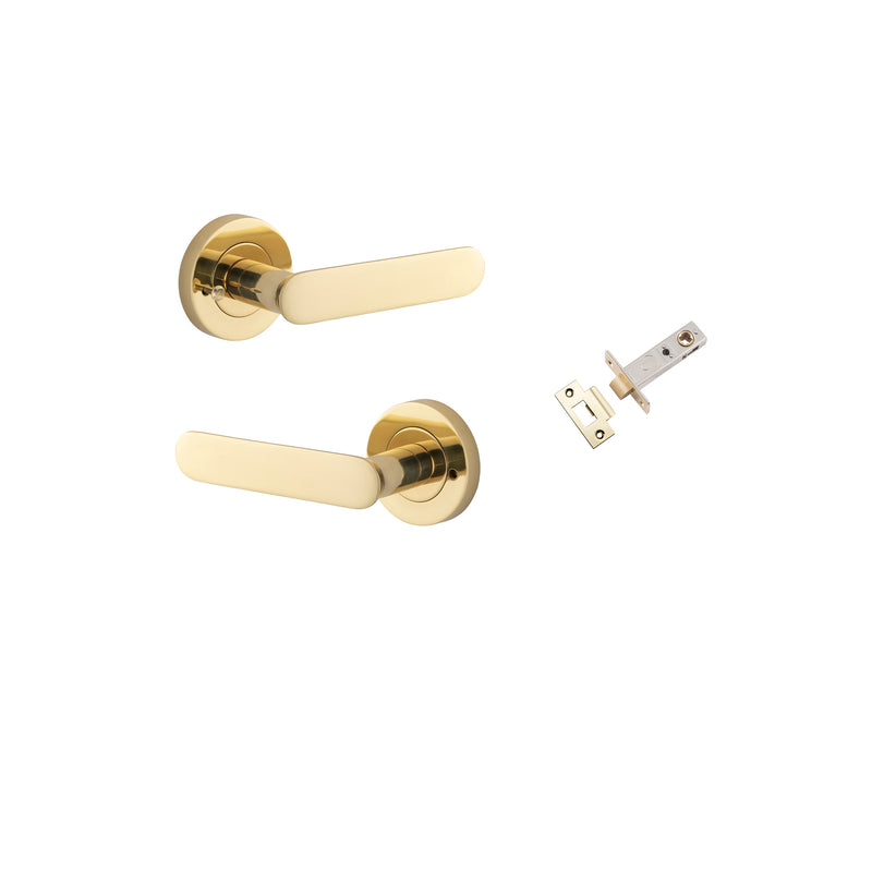 Bronte Lever on Rose Polished Brass Inbuilt Privacy Kit