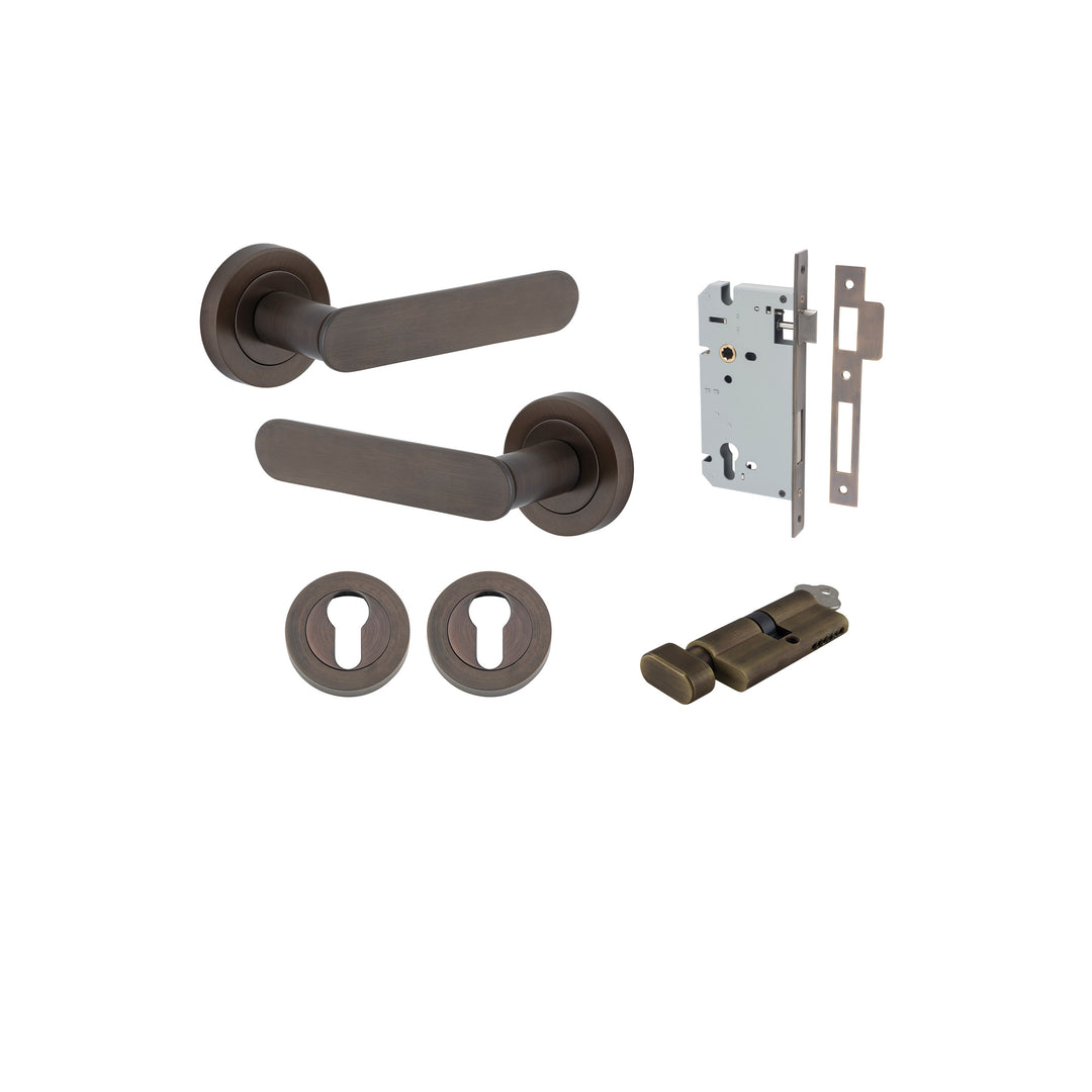 Bronte Lever on Rose Signature Brass Entrance Kit - Key/Thumb Turn