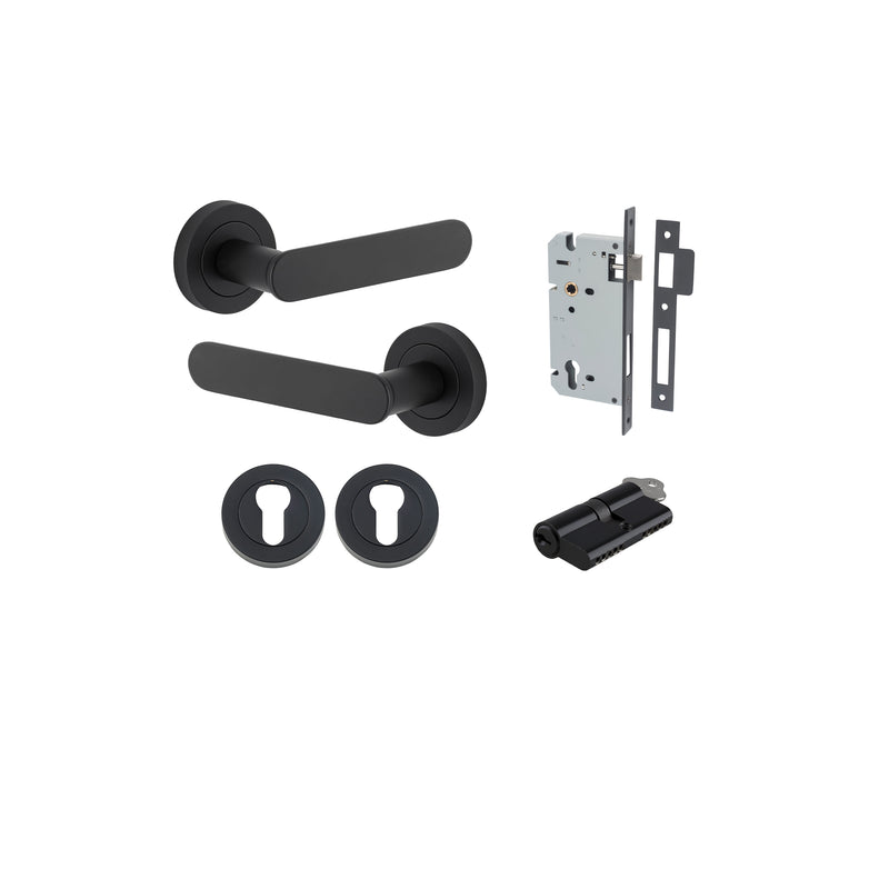 Bronte Lever on Rose Matt Black Entrance Kit - Key/Key