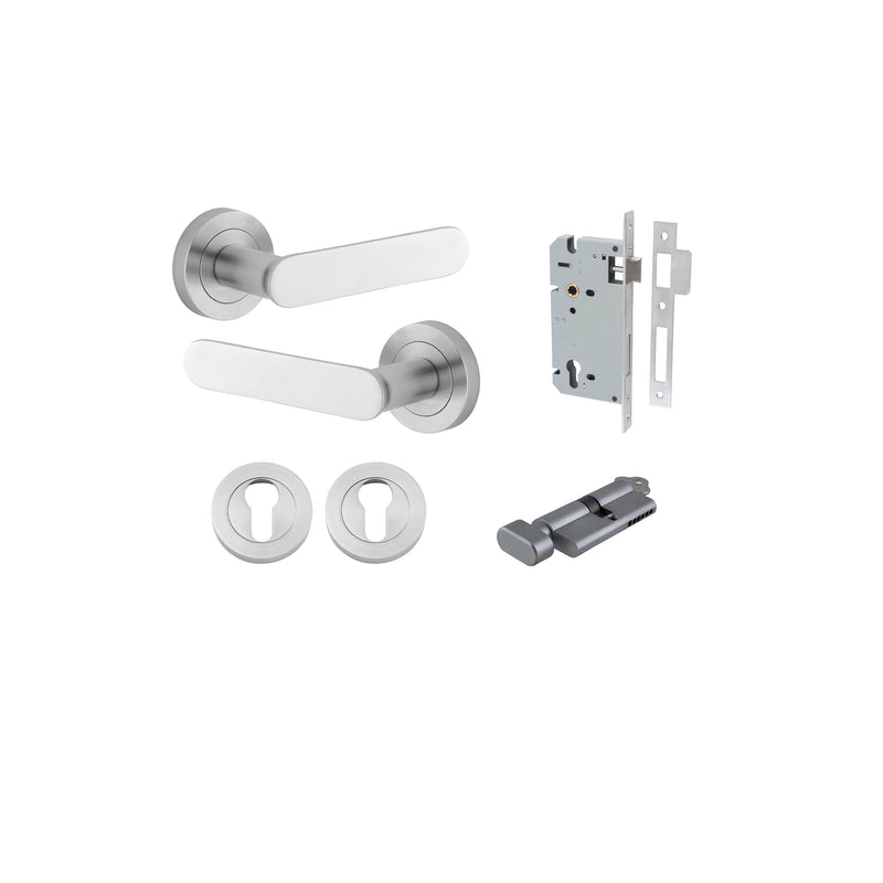 Bronte Lever on Rose Brushed Chrome Entrance Kit - Key/Thumb Turn