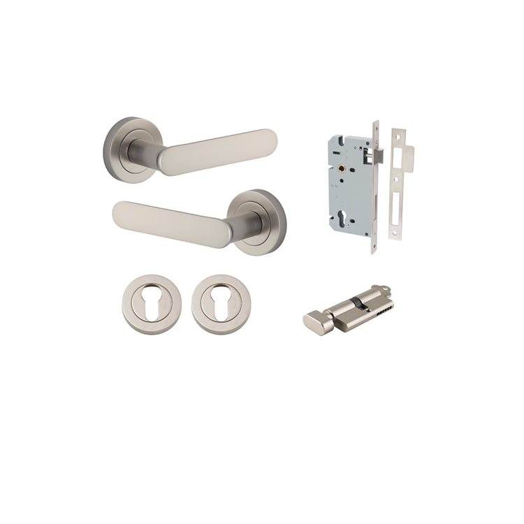 Bronte Lever on Rose Satin Nickel Entrance Kit - Key/Thumb Turn