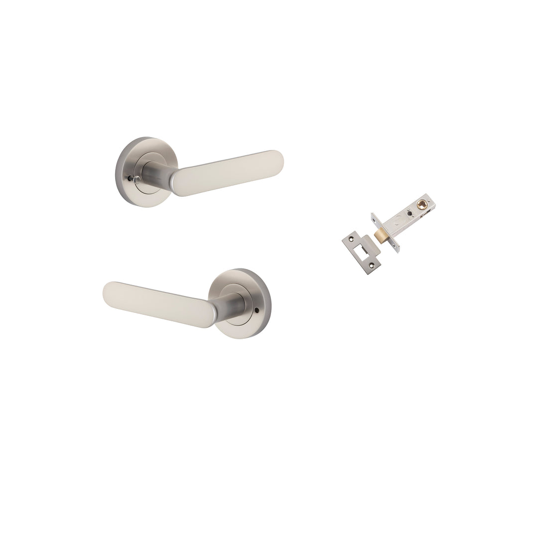 Bronte Lever on Rose Satin Nickel Inbuilt Privacy Kit