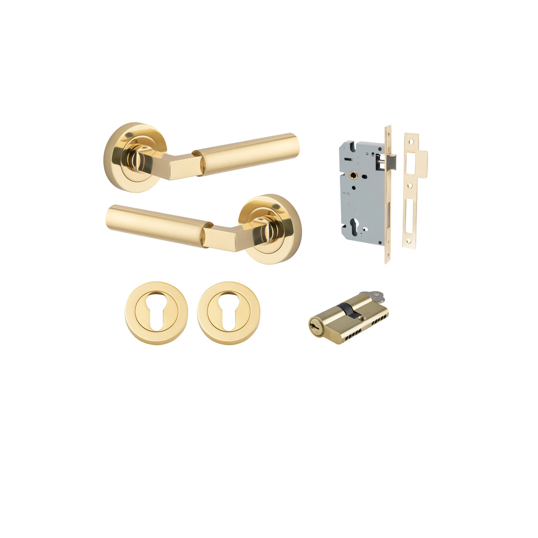 Berlin Lever on Rose Polished Brass Entrance Kit - Key/Key