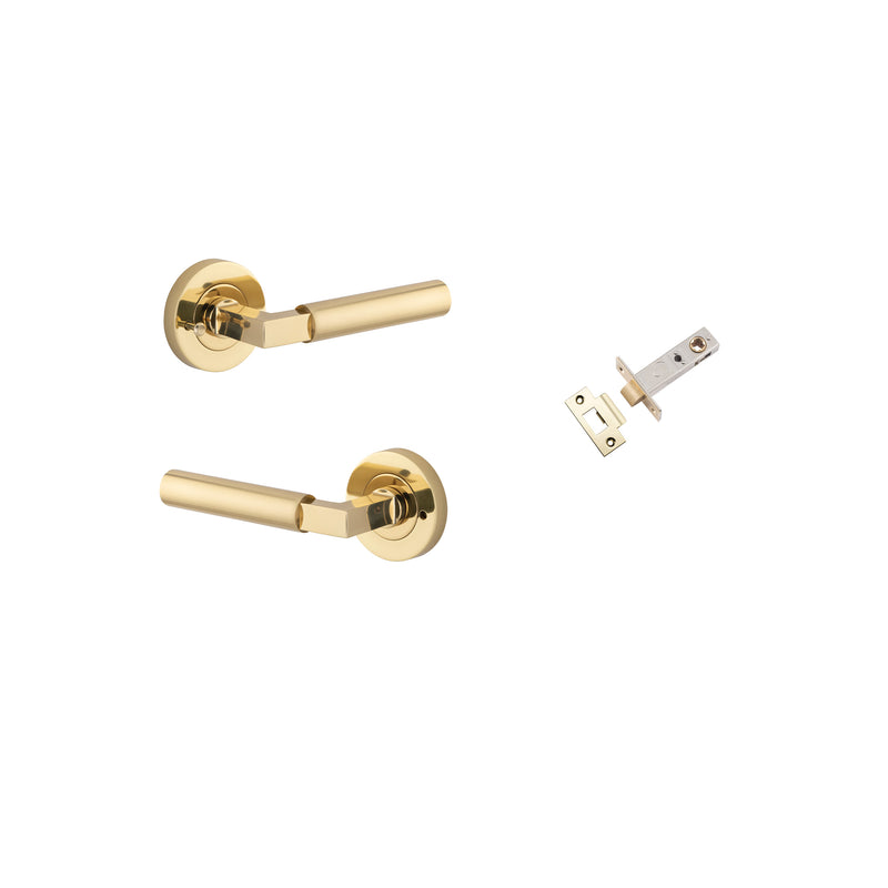 Berlin Lever on Rose Polished Brass Inbuilt Privacy Kit