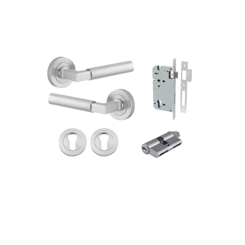 Berlin Lever on Rose Brushed Chrome Entrance Kit - Key/Key