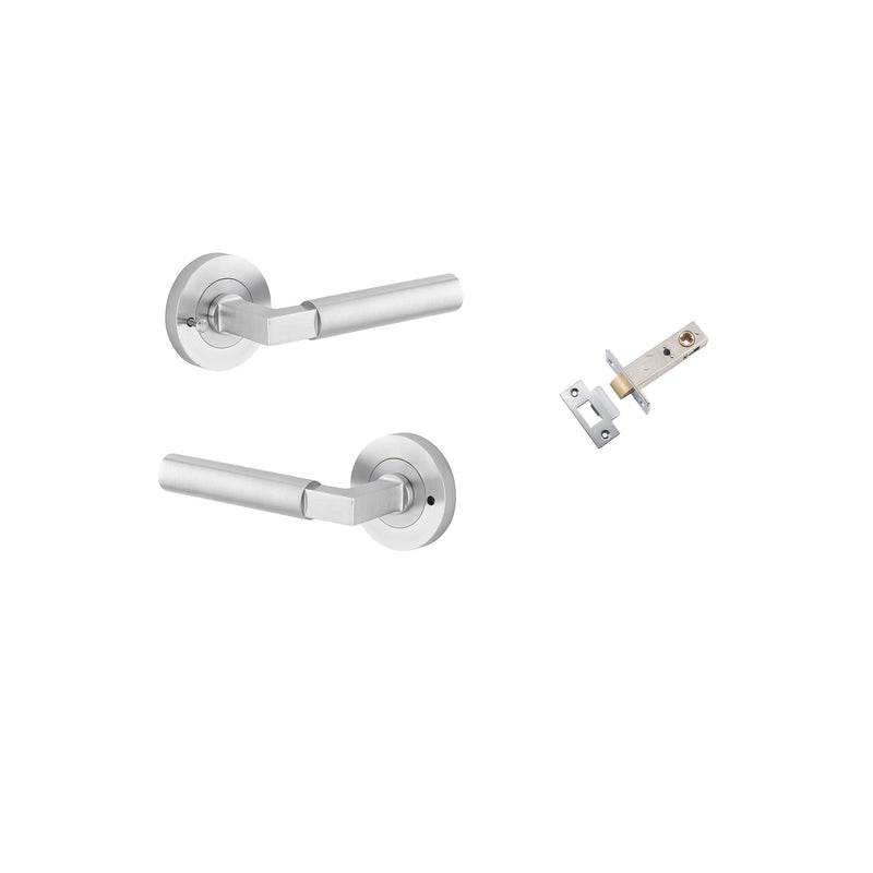 Berlin Lever on Rose Brushed Chrome Inbuilt Privacy Kit