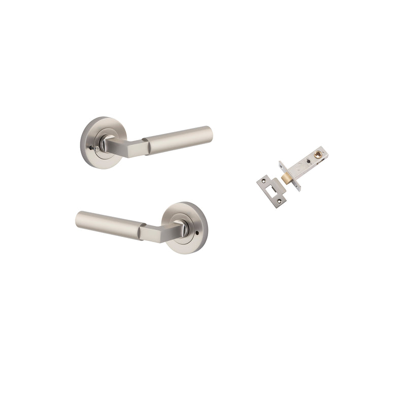 Berlin Lever on Rose Satin Nickel Inbuilt Privacy Kit