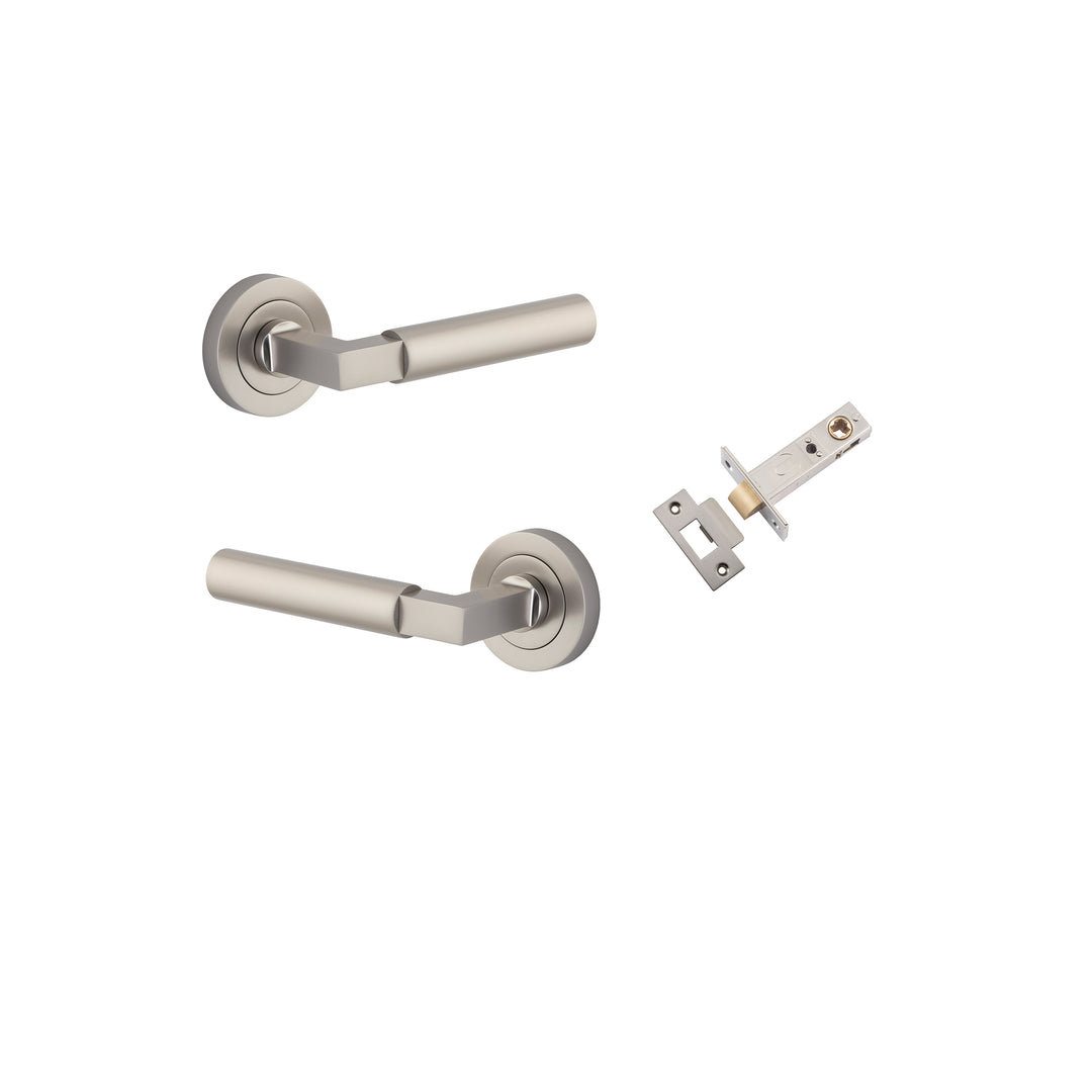 Berlin Lever on Rose Satin Nickel Passage Kit