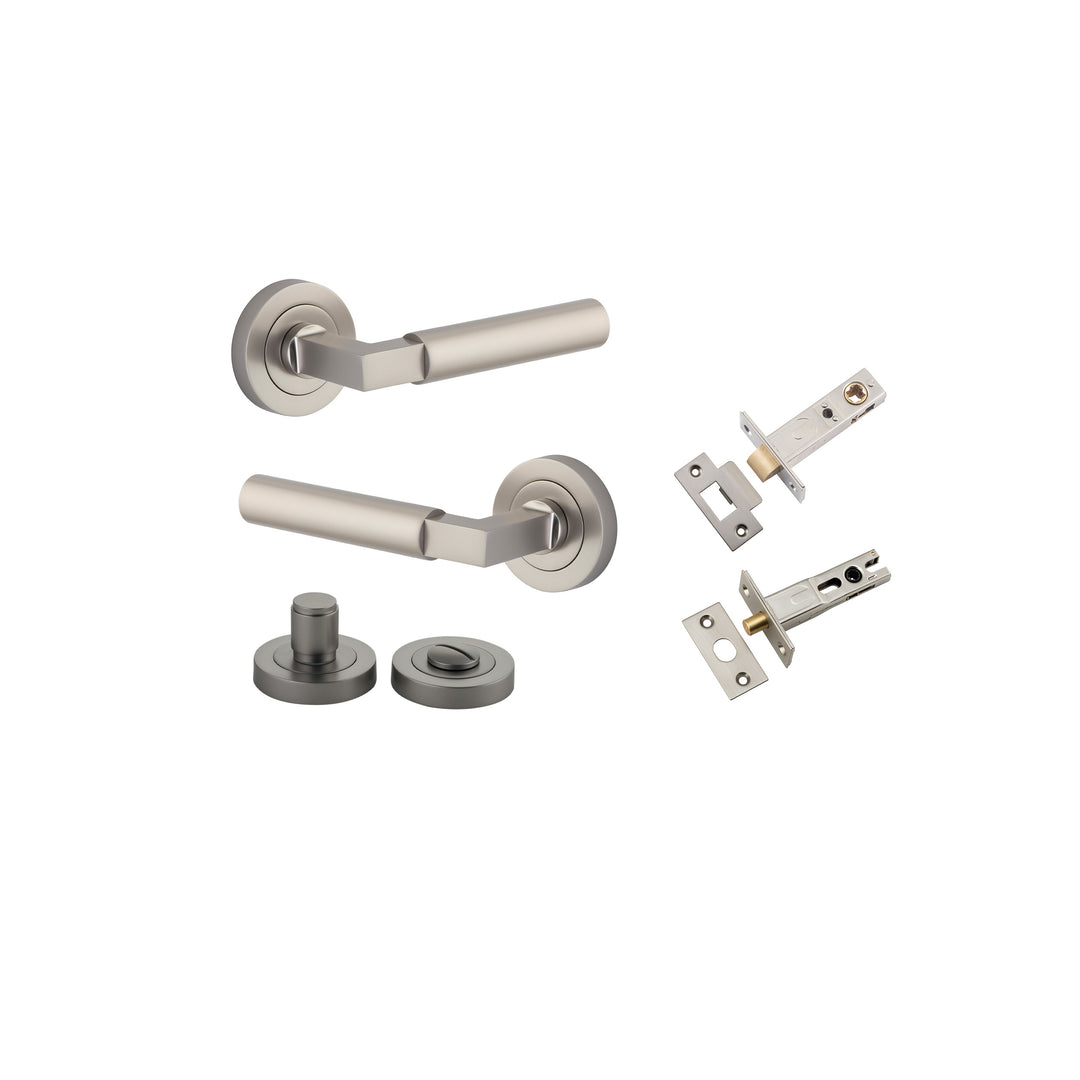 Berlin Lever on Rose Satin Nickel Privacy Kit