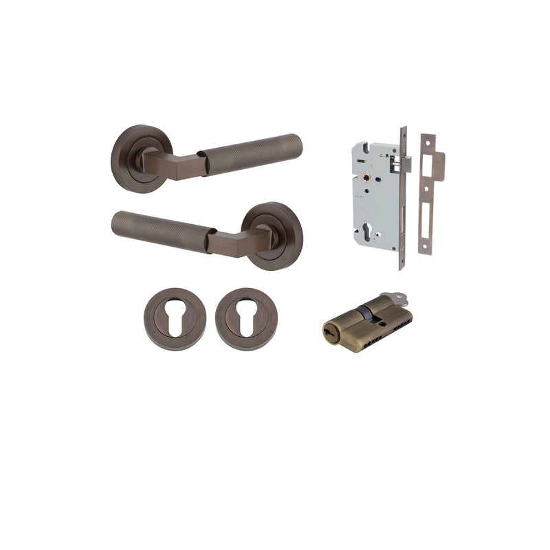 Brunswick Lever on Rose Signature Brass Entrance Kit - Key/Key