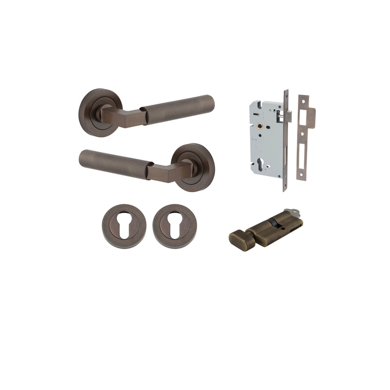 Brunswick Lever on Rose Signature Brass Entrance Kit - Key/Thumb Turn